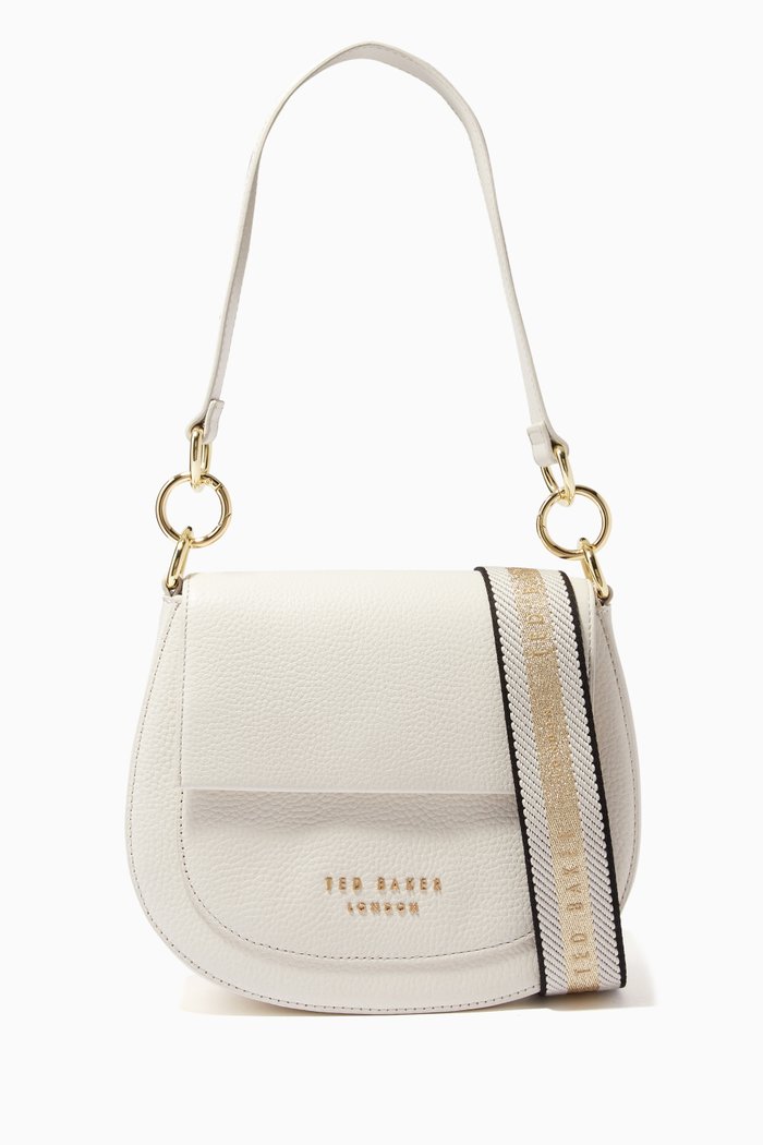 

Amali Round Crossbody Bag in Leather, White