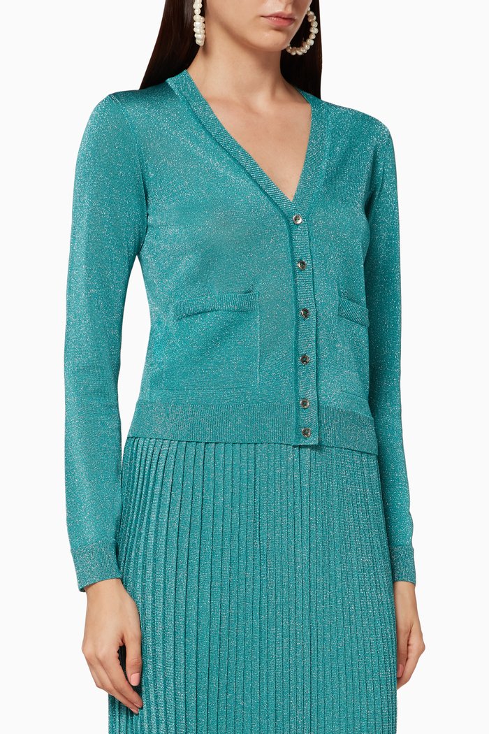 

Lurex Jersey Cardigan, Blue