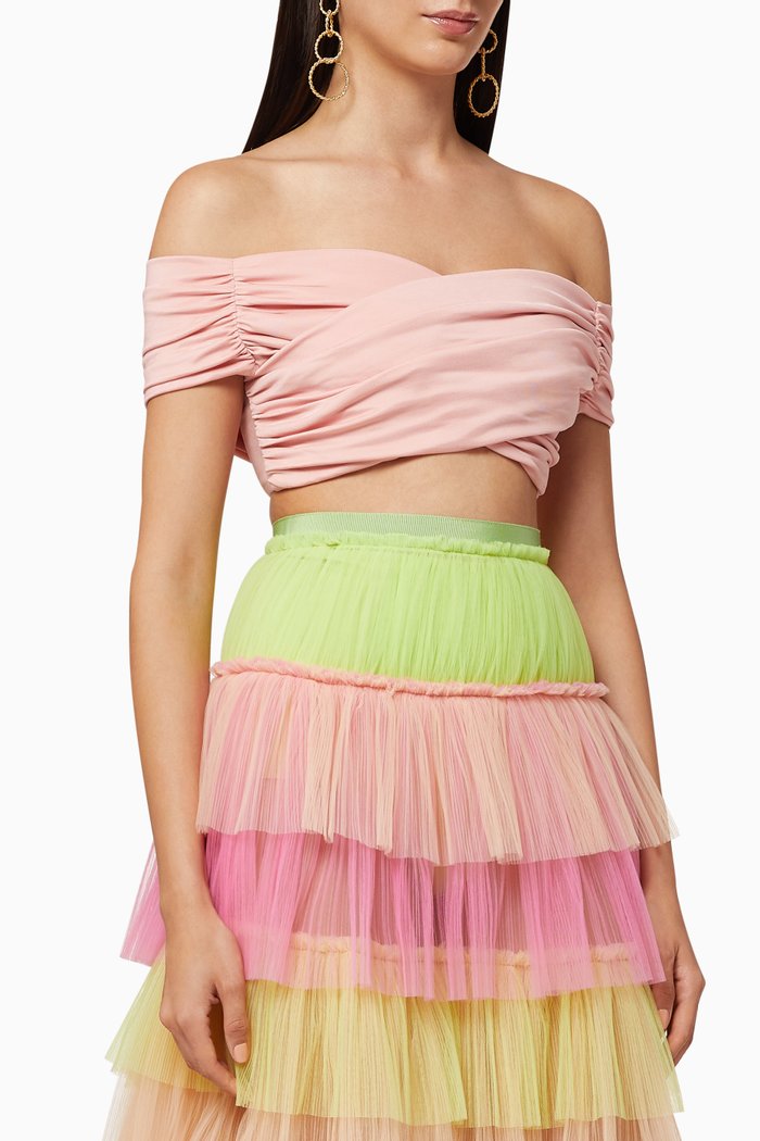 

Draped Jersey Crop Top, Pink