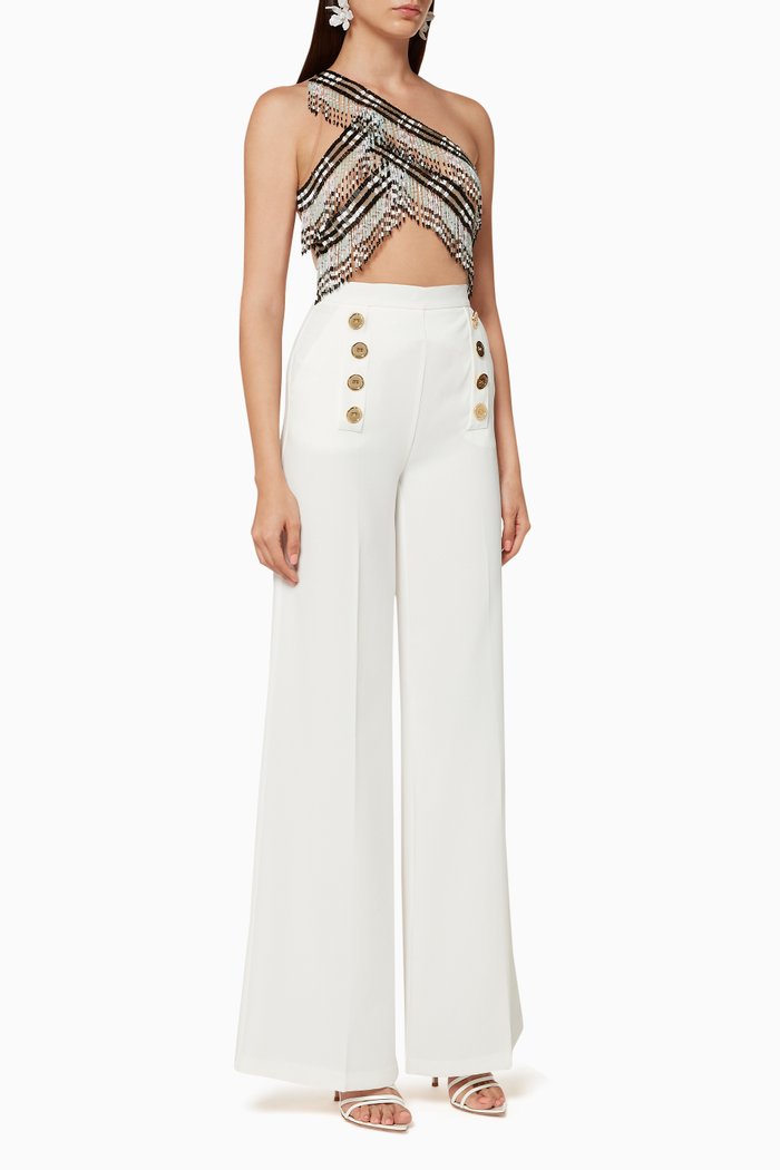 

Separable Bead Mesh Jumpsuit, White