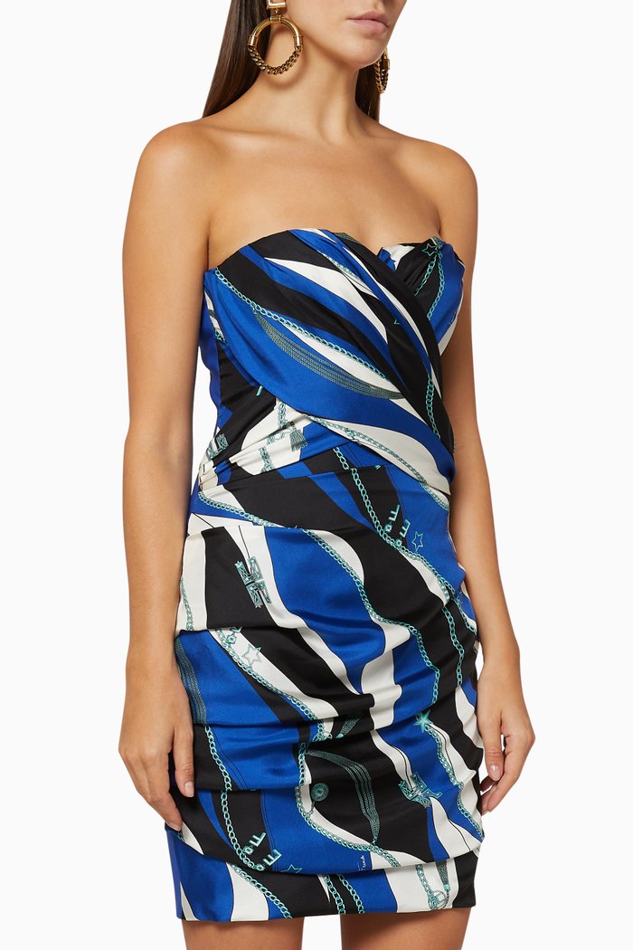 

Foulard Print Draped Dress, Black