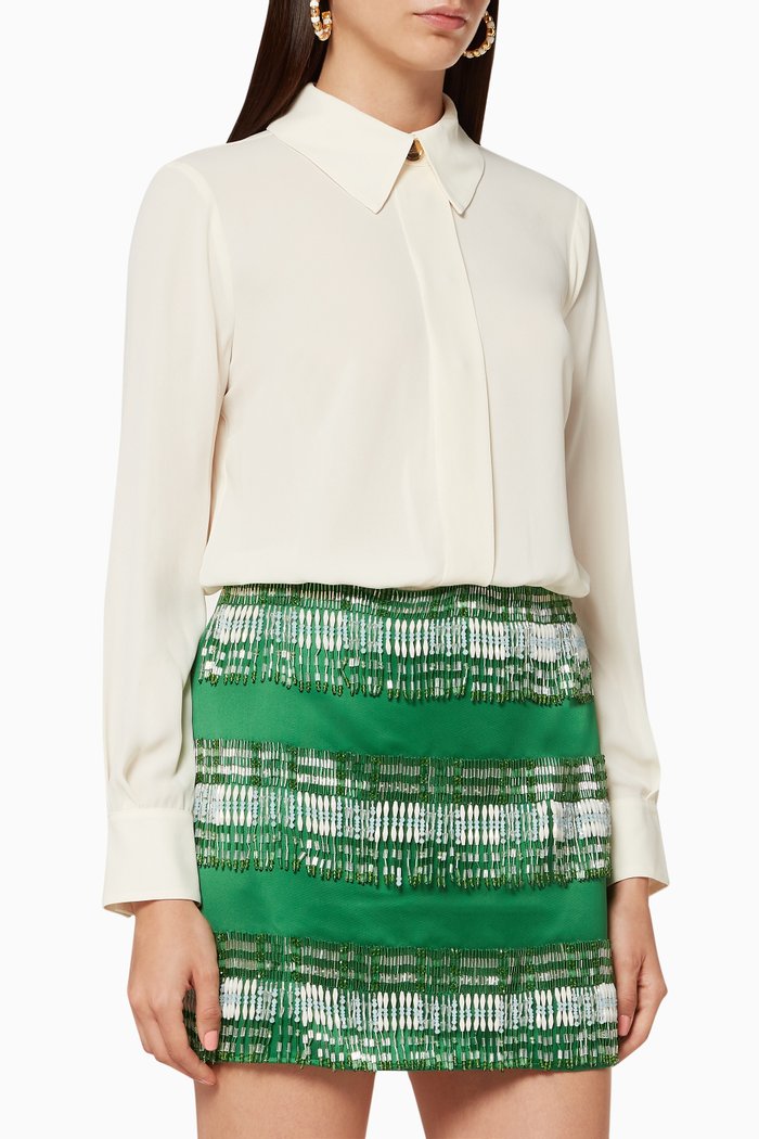 

Separable Bead Embroidered Mini Dress, Green