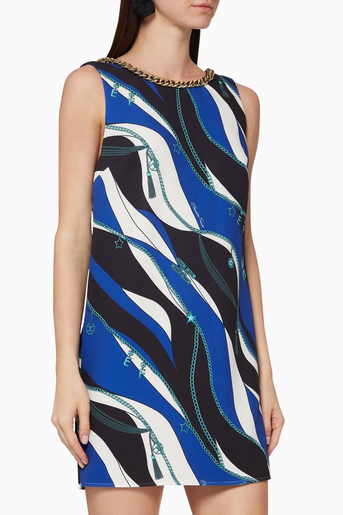 

Foulard Print Crêpe Dress, Blue
