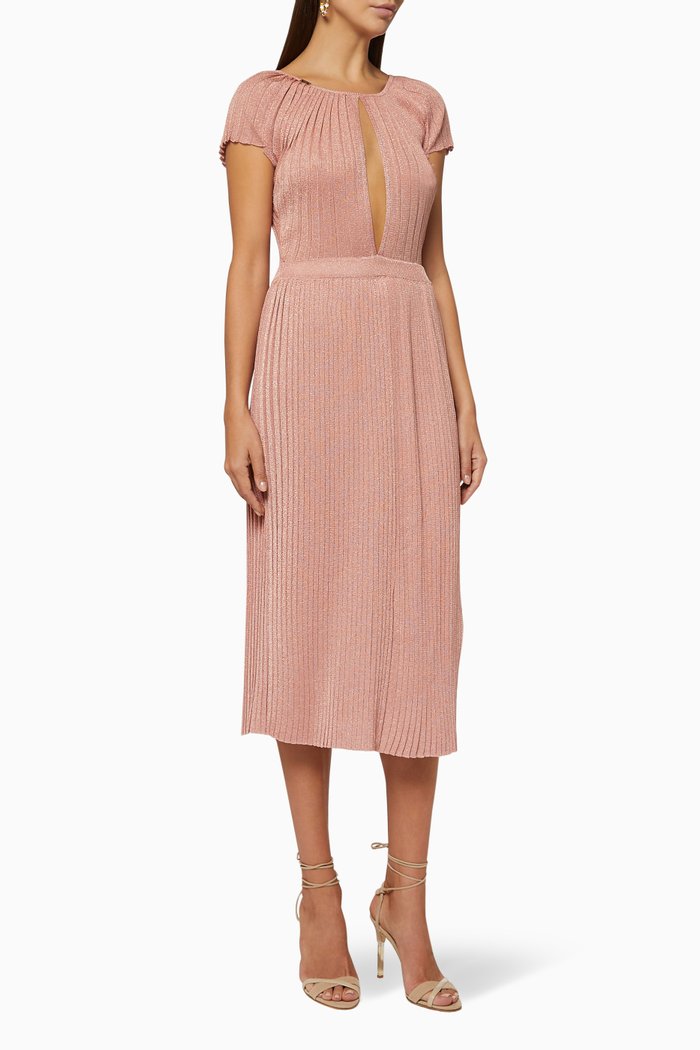 

Pleated Lurex Jersey Dress, Pink