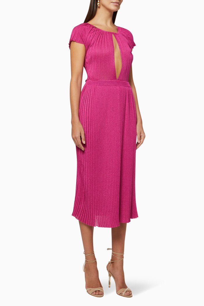 

Pleated Lurex Jersey Dress, Pink