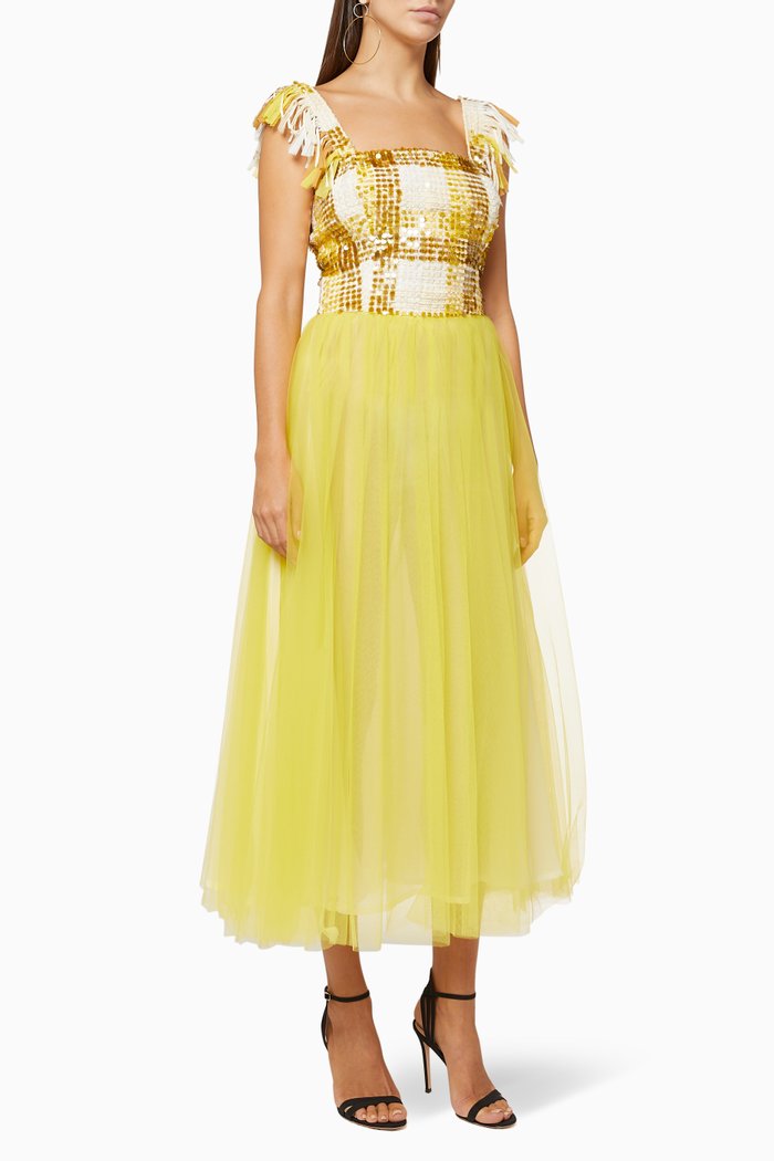 

Fringe Sequen Tulle Dress, Multicolour