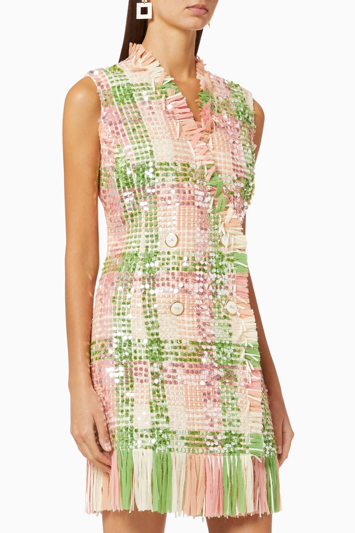 

Fringe Sequin Mini Dress, Green