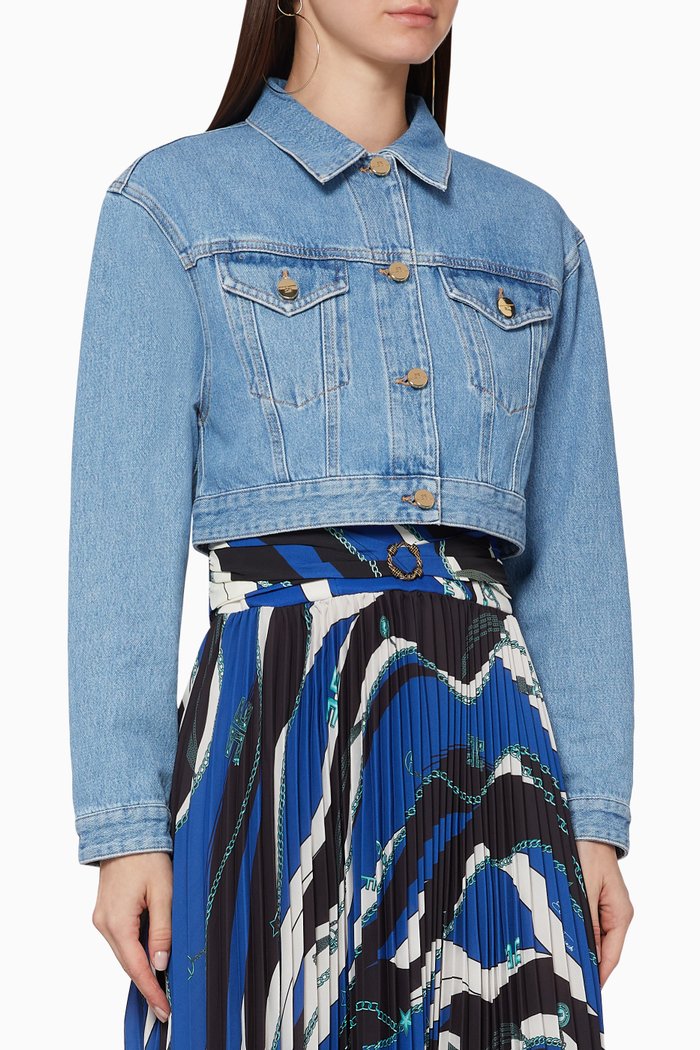 

Logo Denim Crop Jacket, Blue