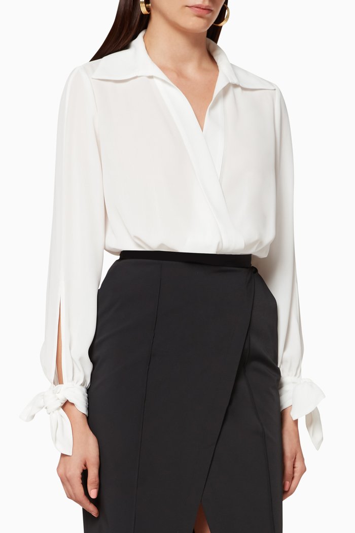 

Crêpe Wrap Bodysuit, White