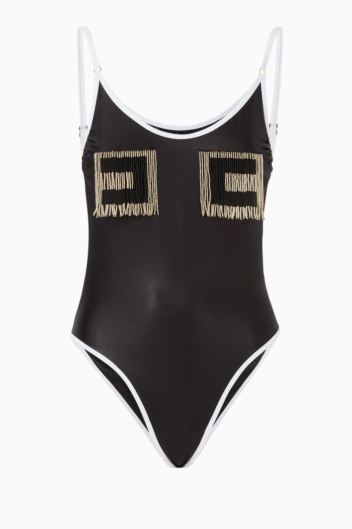 

Logo Beaded Lycra Swimsuit, Multicolour
