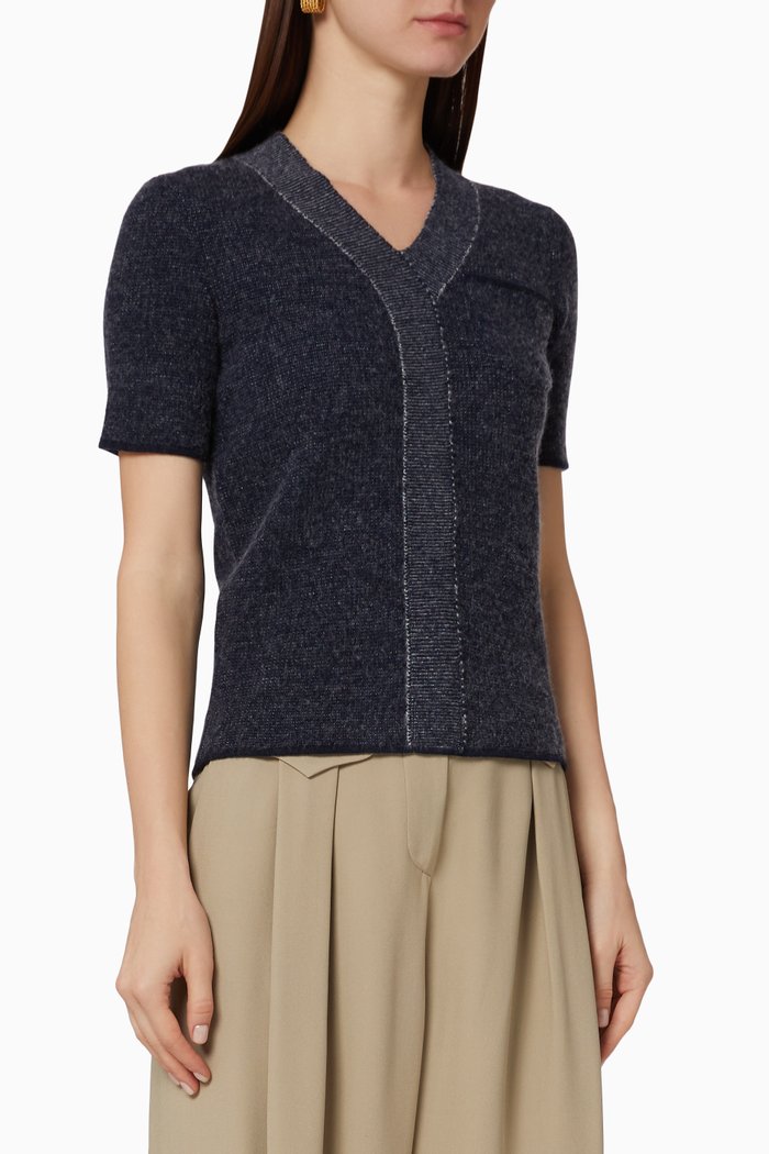 

Rib-Knit Cashmere Blend Sweater, Blue