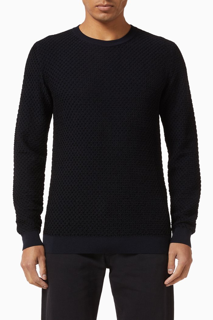 

Honeycomb Knit Sweater, Blue
