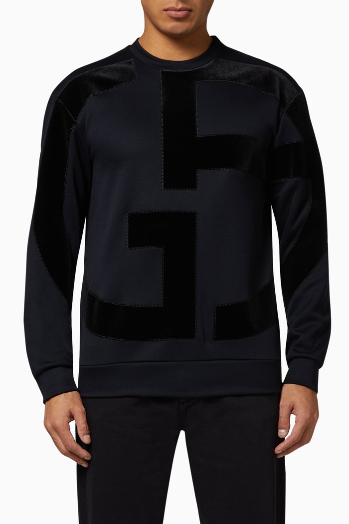 

Macro Velvet Logo Jersey Sweatshirt, Blue