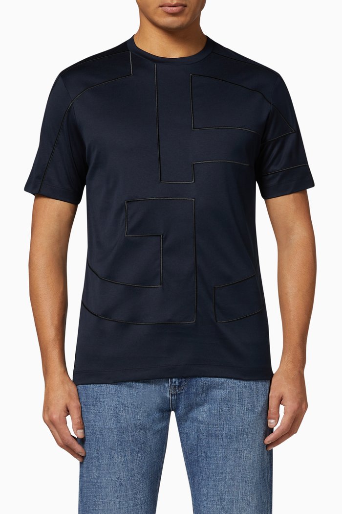 Embroidered Logo Outline T-Shirt, Blue