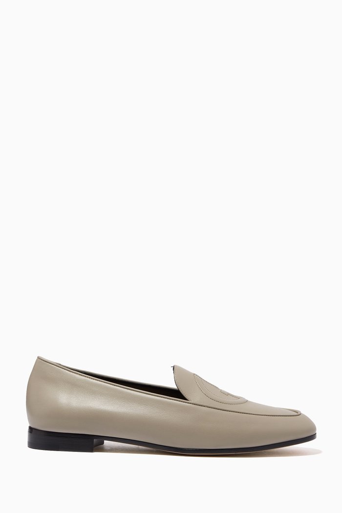 

Billy Macro Logo Loafers in Leather, Neutral