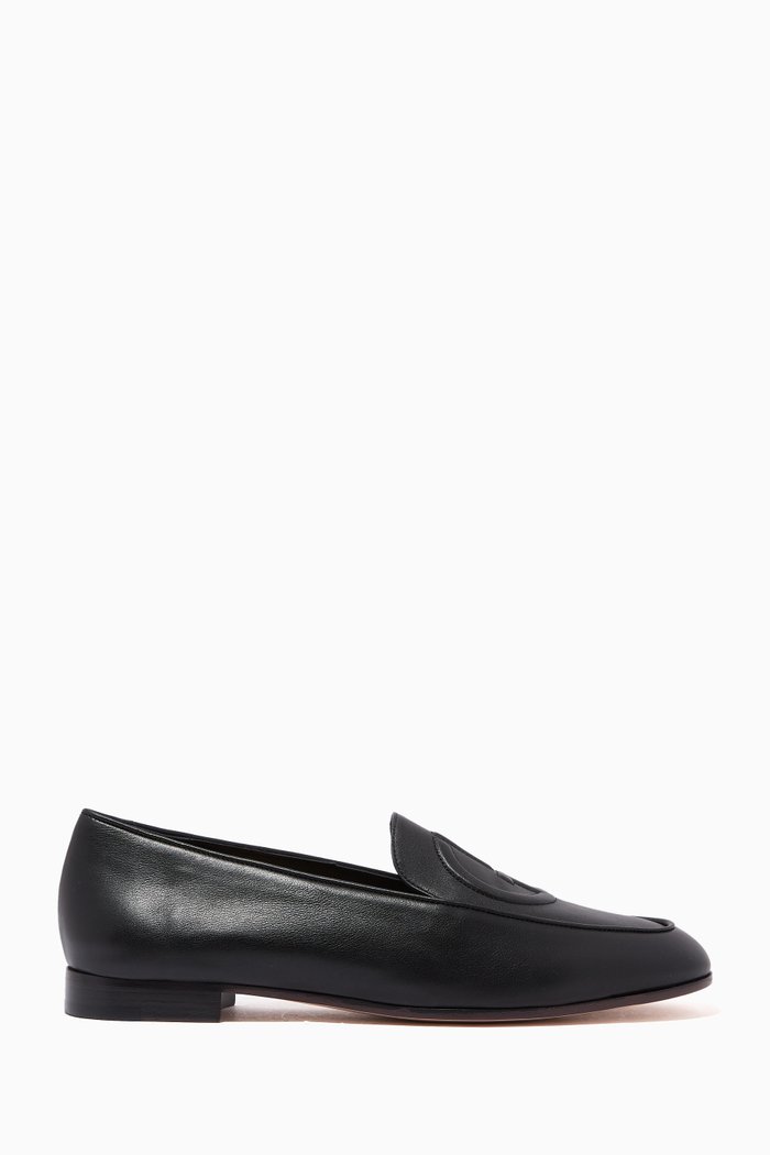 

Billy Macro Logo Loafers in Leather, Black