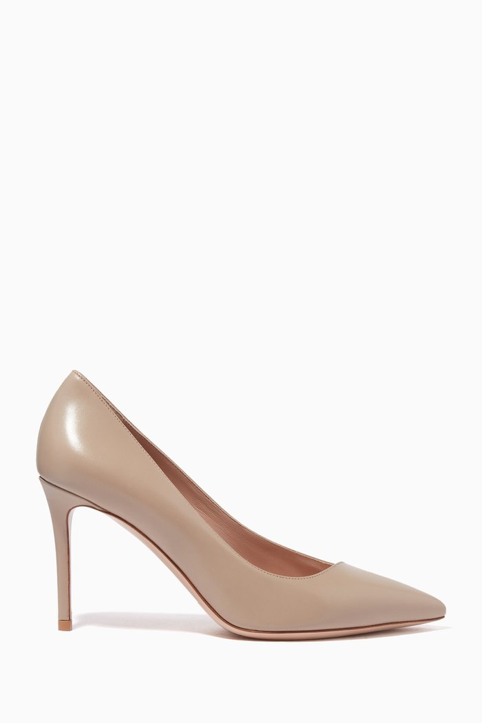 

Asymmetric Line Pumps in Leather, Neutral