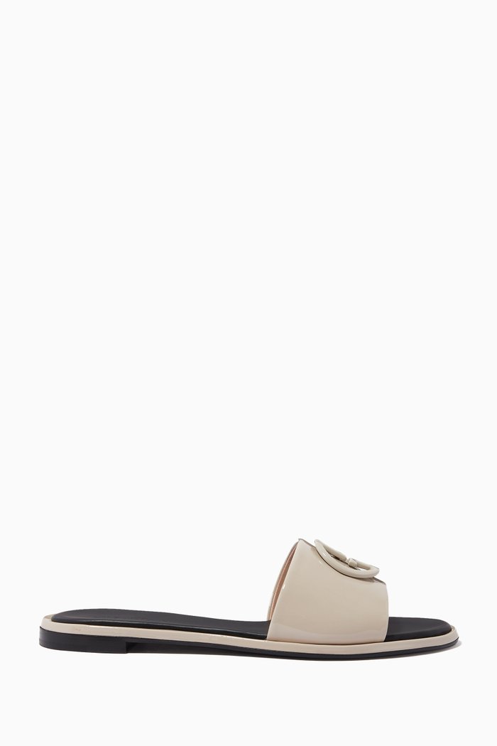 GA Leather Slide Sandals, Neutral