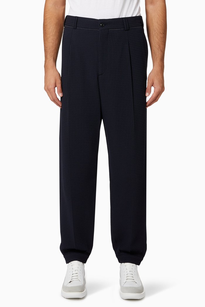 

Tapered Stretch Honeycomb Pants, Blue
