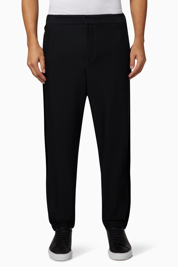 

Velvet Sideband Mesh Jogger Pants, Black