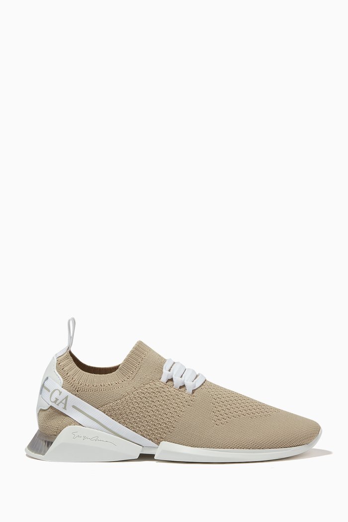 

Logo Knitted Sneakers in Canvas, Pink