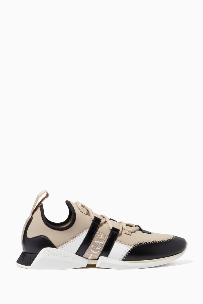 

Knit Runner Sneakers in Canvas & Leather, Black