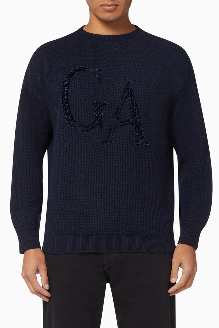 

Chenille Logo Knit Sweater, Blue