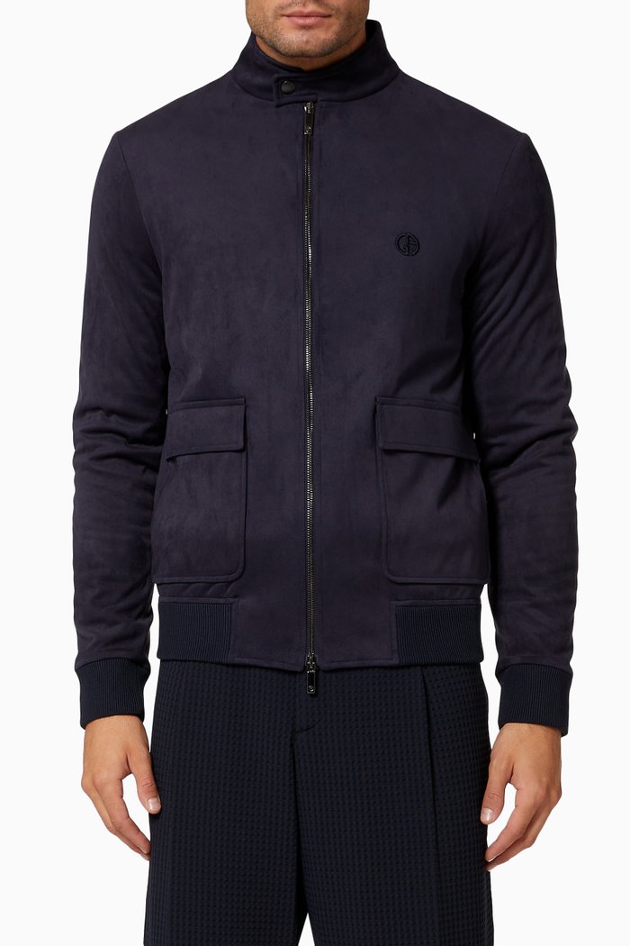 

Alcantara-Effect Jersey Jacket, Blue