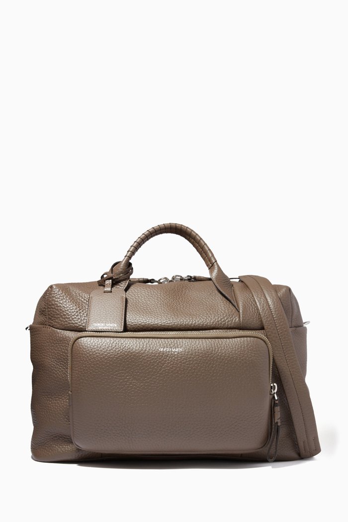 

Weekender Bag in Grained Leather, Brown