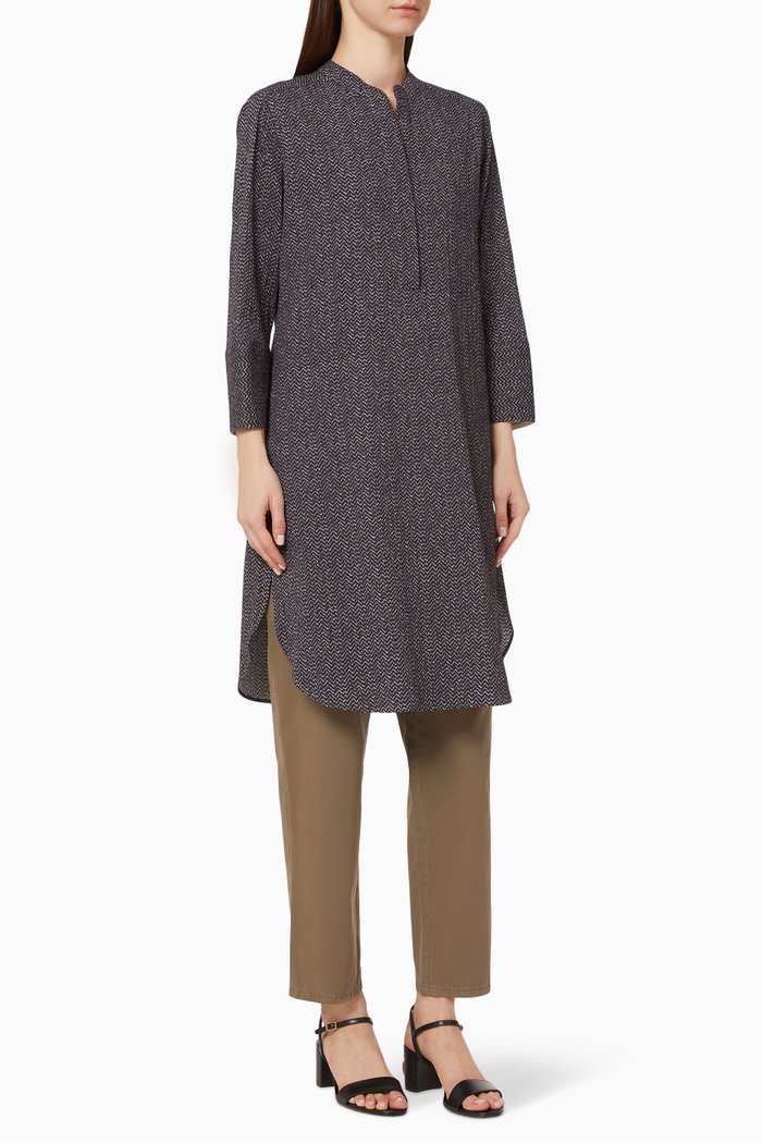

Chevron Silk-Blend Shirt Dress, Blue