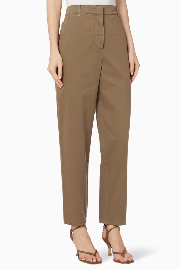 Logo Sash Stretch Cotton Pants, Neutral