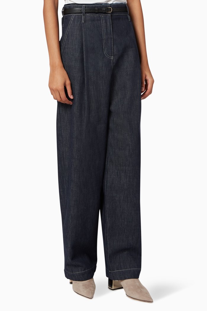

Contrast Stitch Wide Leg Jeans, Blue