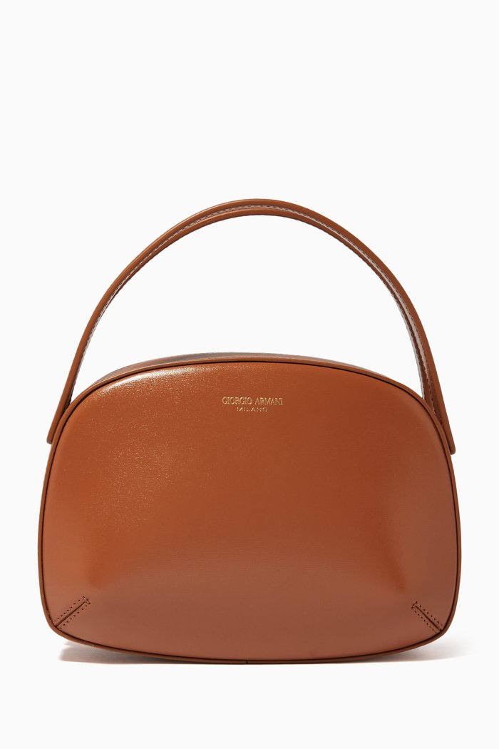 

La Prima Top Handle Bag in Palmellato Leather, Brown