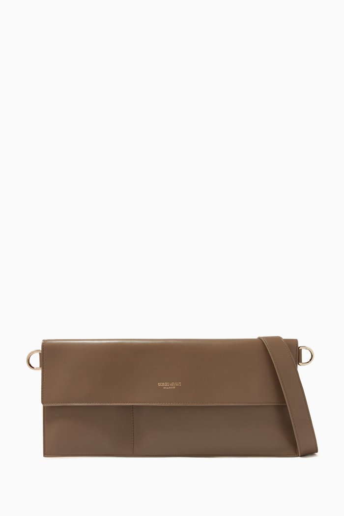 

Flat Crossbody Bag in Nappa Leather, Neutral