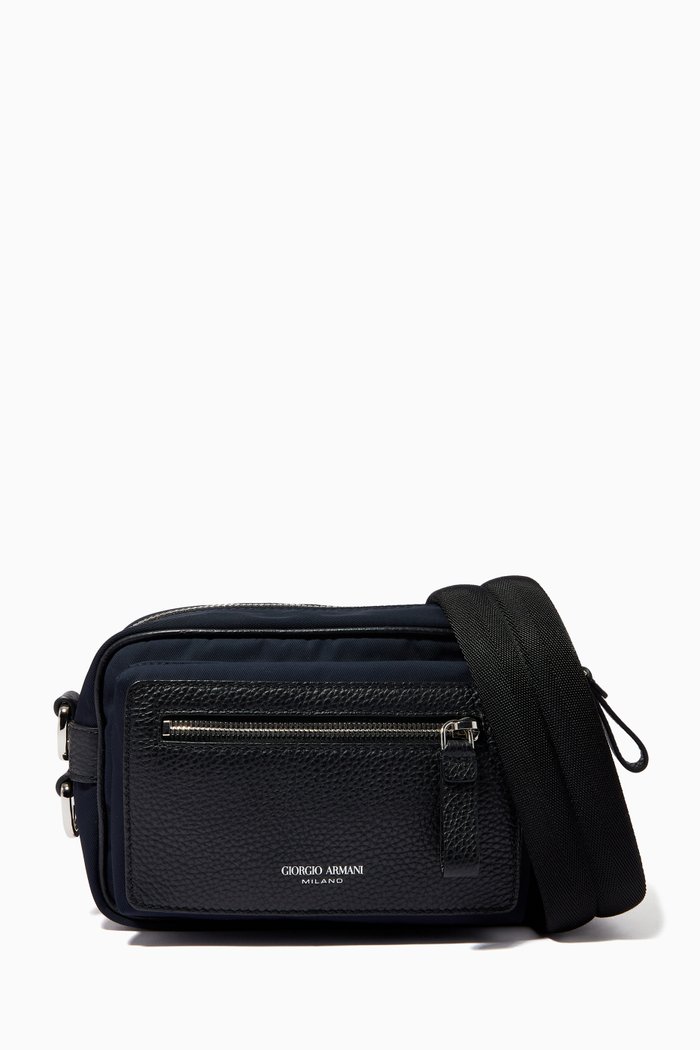 

Reporter Bag in Nylon & Grained Leather, Blue