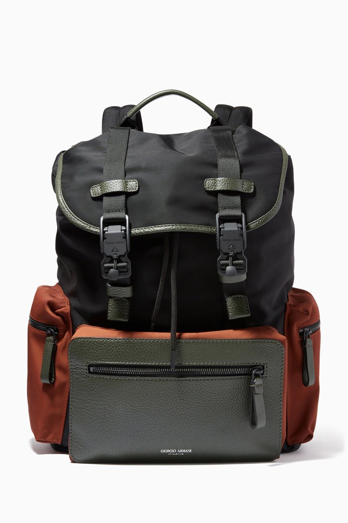 

Colour Block Backpack in Canvas & Polyester, Black
