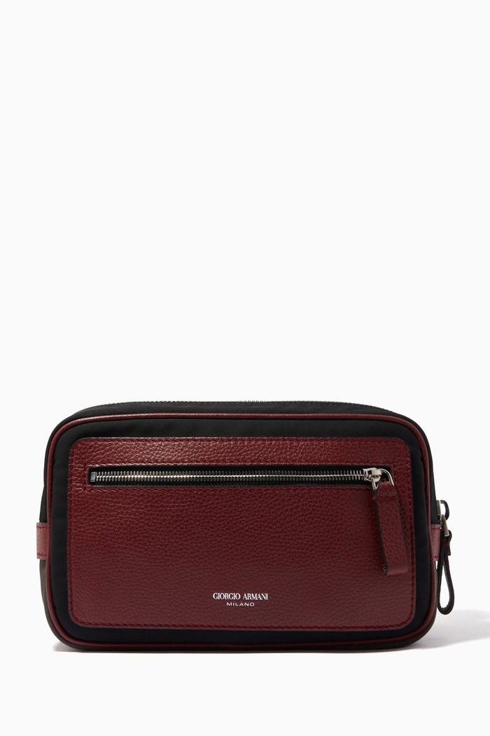 

GA Beauty Bag in Nylon & Grained Leather, Neutral