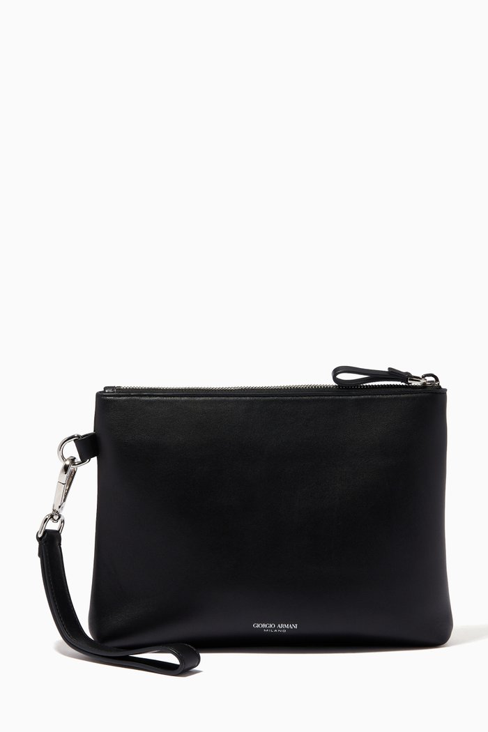 

GA Beauty Bag in Nylon & Grained Leather, Black