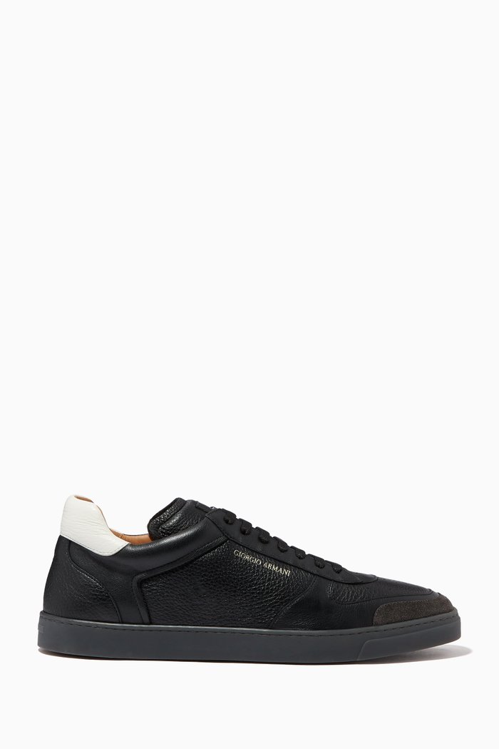 

Sneakers in Mixed Leather, Black
