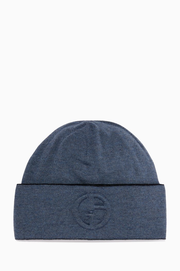 Logo Knitted Beanie, Blue
