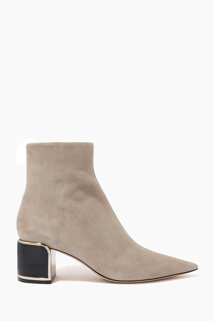 

Cube Heel Boots in Suede, Grey