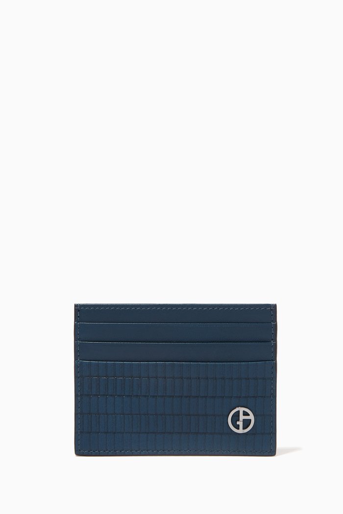 

Credit Cardholder in Stamped Leather, Blue