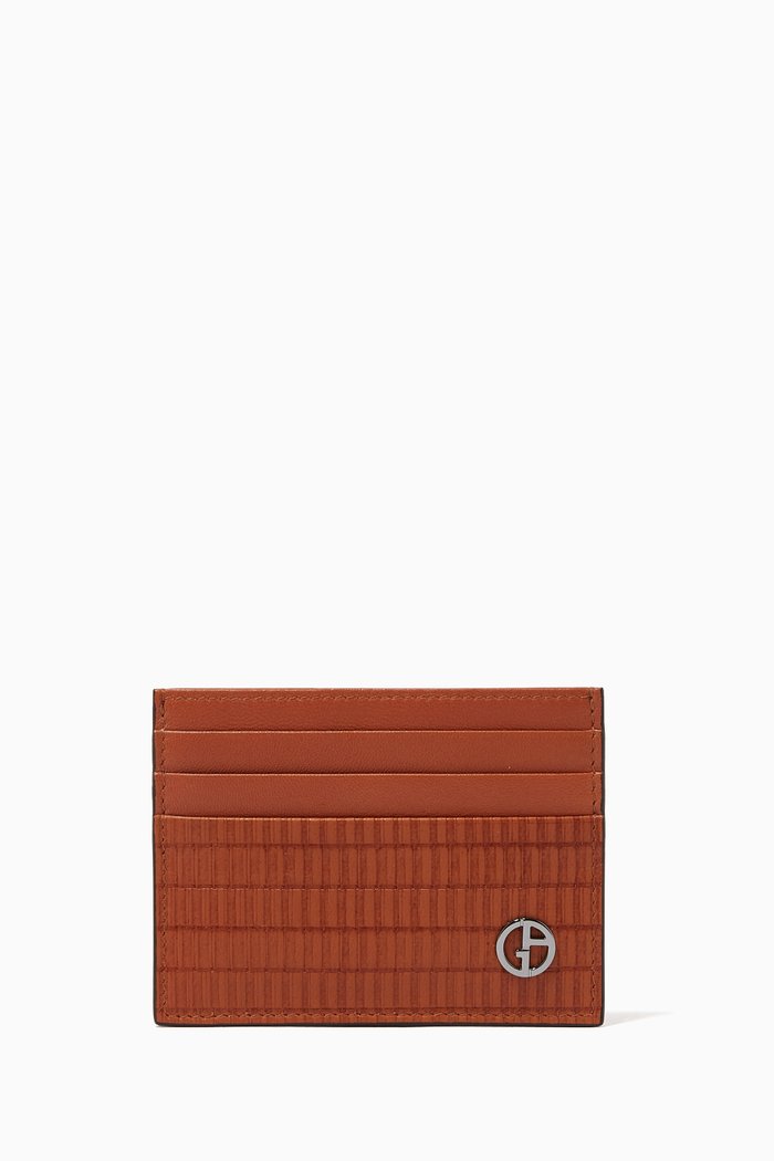 

Credit Cardholder in Stamped Leather, Brown