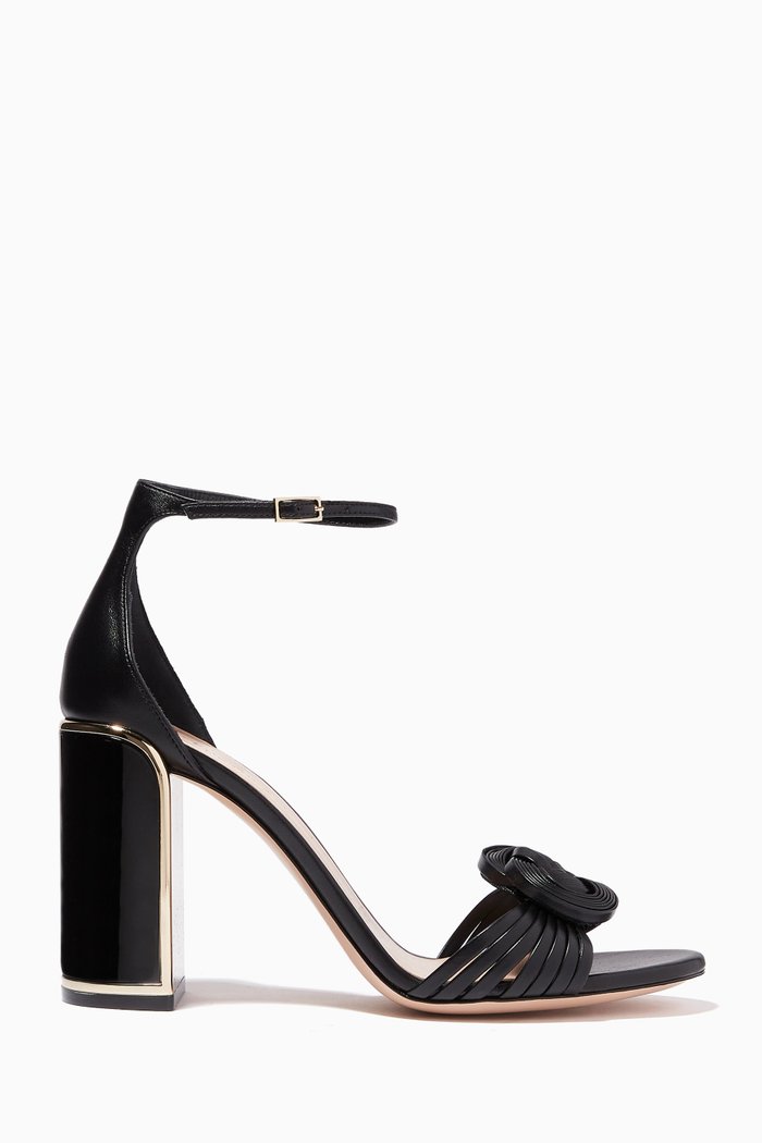 Knot 90 Sandals in Leather, Black