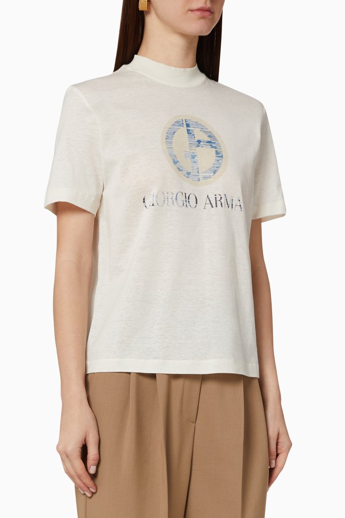 

Logo Print Cotton Blend T-Shirt, Neutral