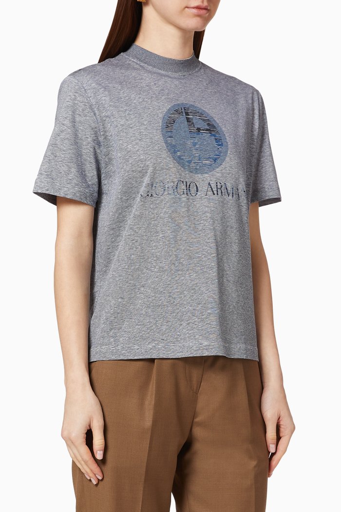 Logo Print Cotton Blend T-Shirt, Black
