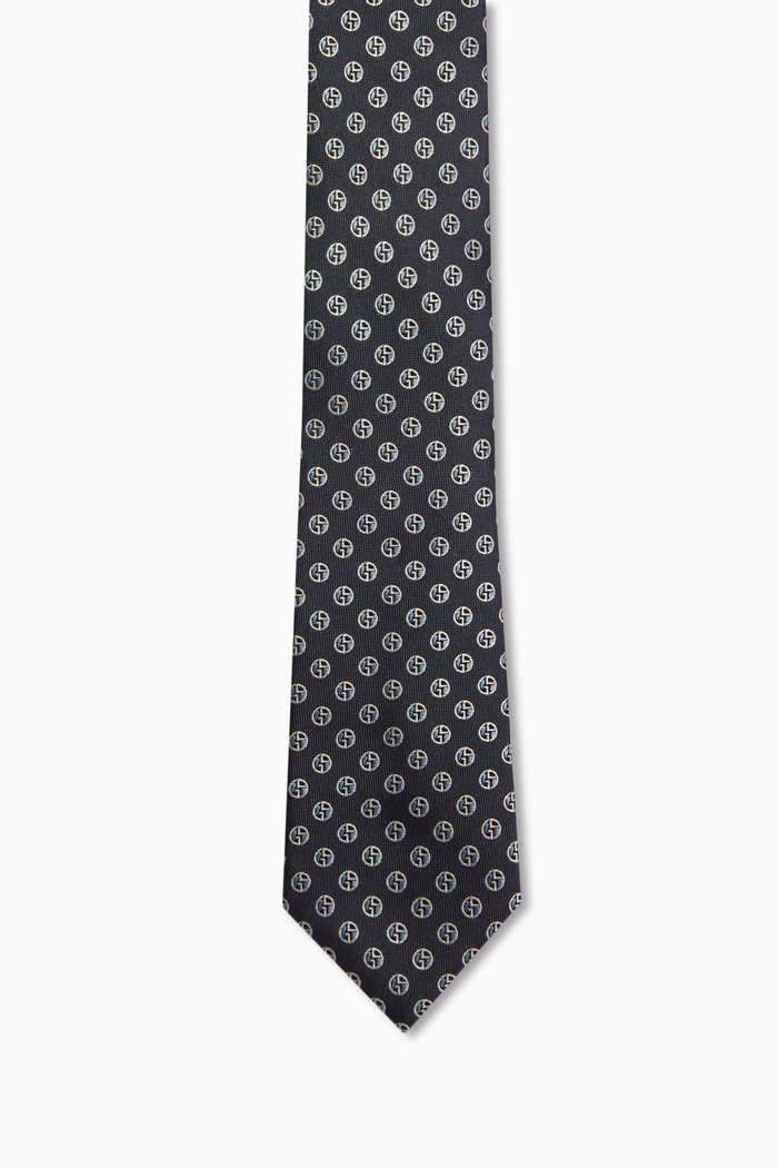 

GA Micro Monogram Tie in Silk, Blue