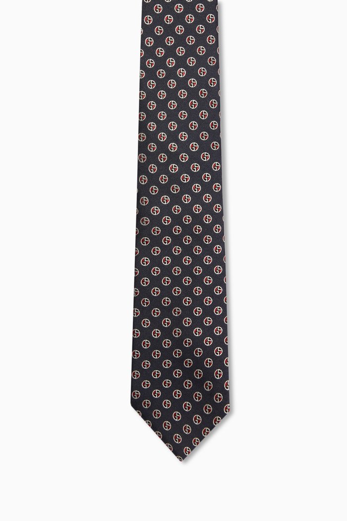 

GA Micro Monogram Tie in Silk, Blue
