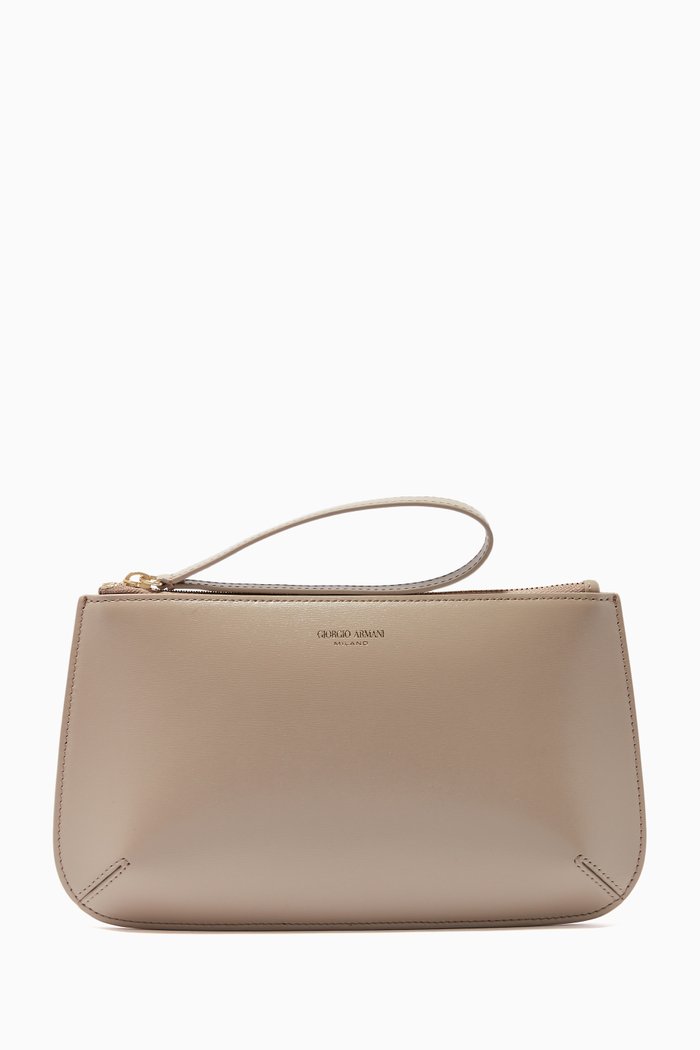 

Zip Clutch in Palmellato Leather, Neutral