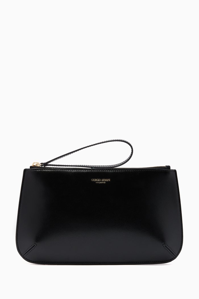 

Zip Clutch in Palmellato Leather, Black